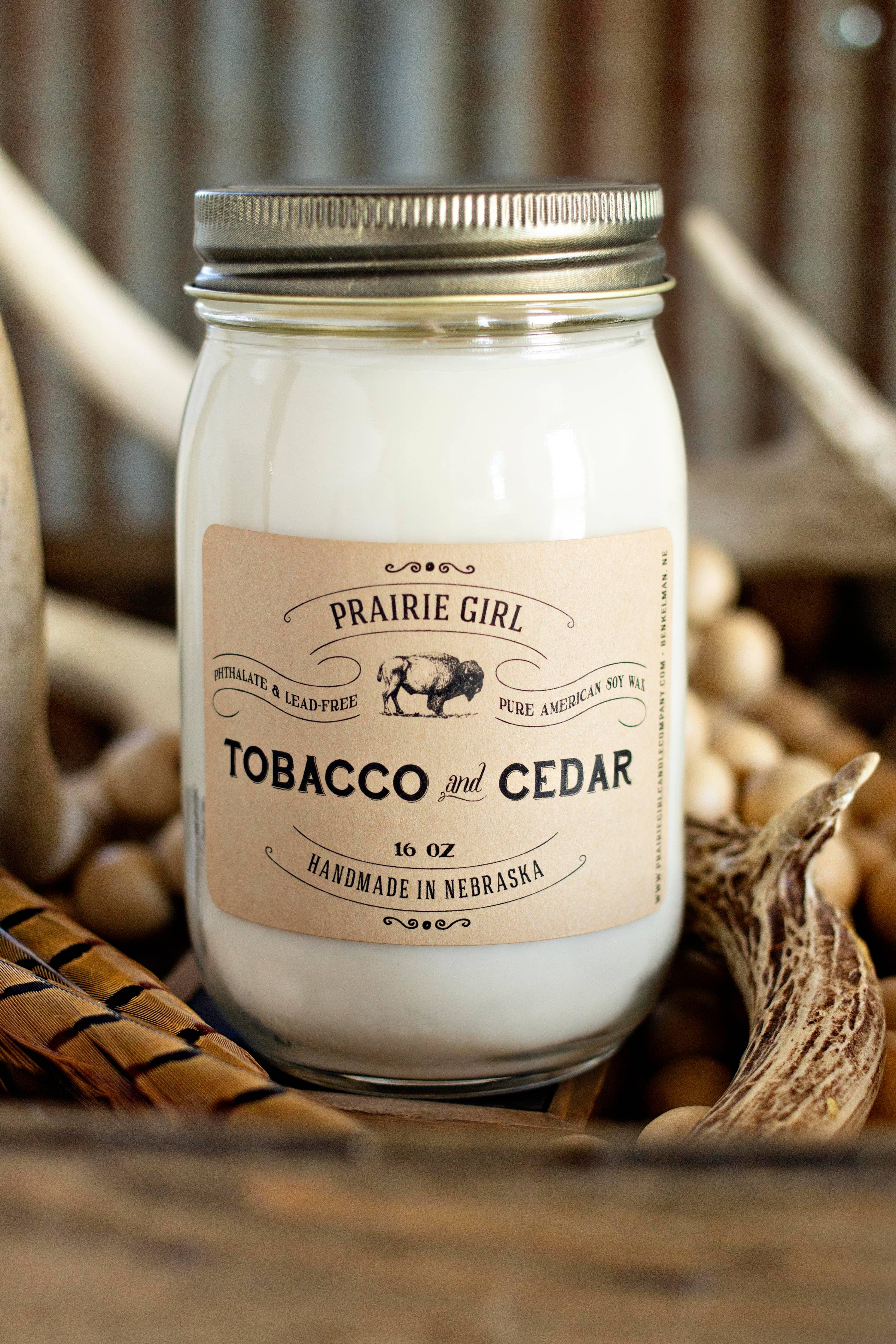 Tobacco & Cedar Candle 12 oz with Cork Lid – Clear Light New Mexico